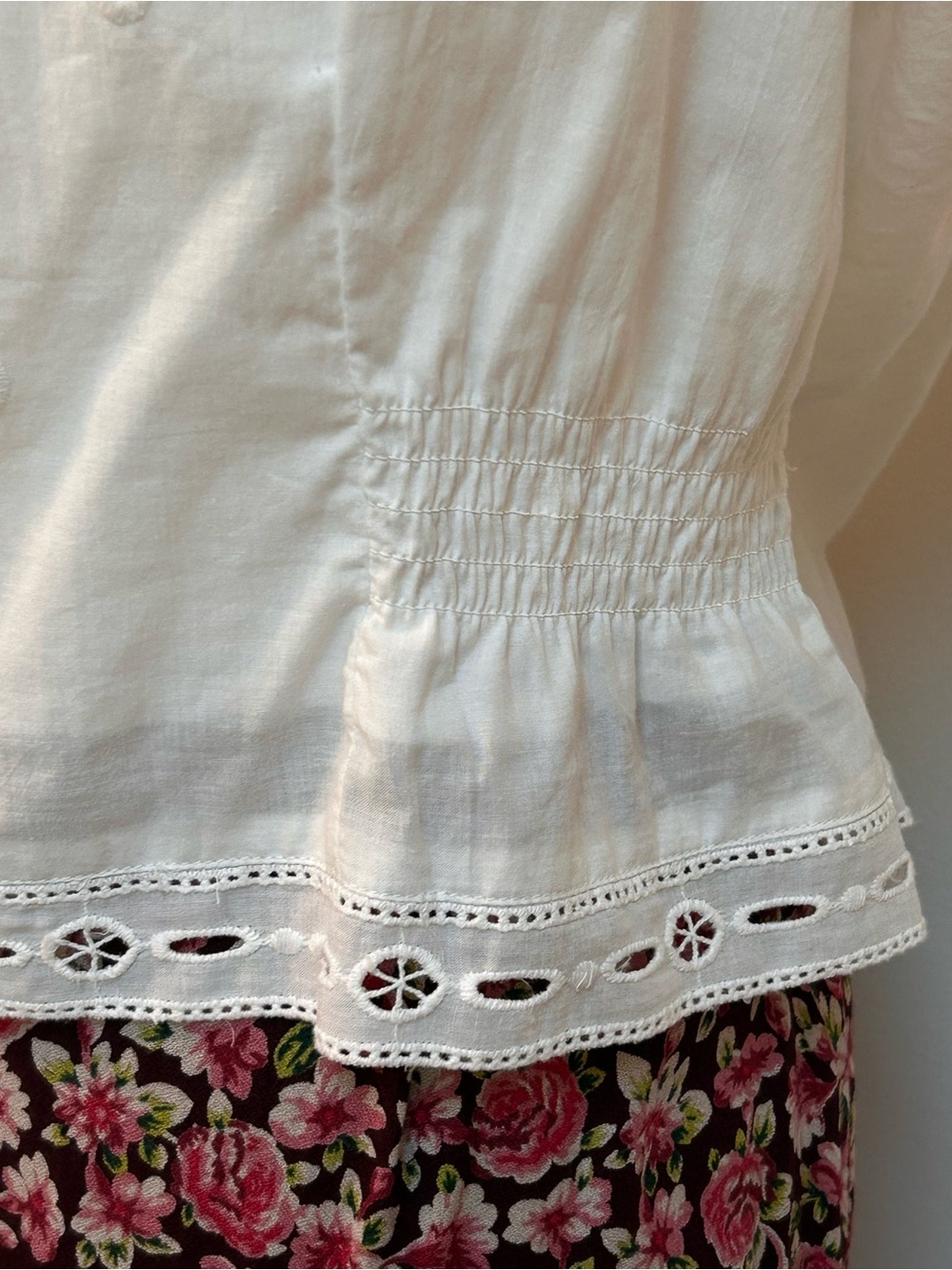 White Embroidered Square-Neck Blouse 100% cotton - Picture 2 of 10